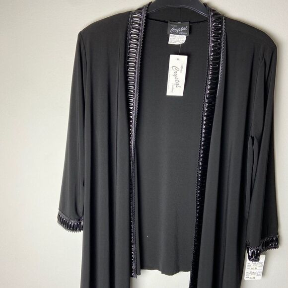 NWT 90s 2000s black open front cardigan bathing suit coverup - Picture 1 of 7
